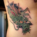 Dragon Tattoo by Fran Massino #dragon #dragontattoo #japanese #americanjapanese #westernjapanese #japanesedesigns #traditionaltattoos #traditional #FranMassino