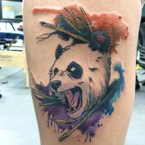 Fierce panda by Chad Dupraw (via IG -- whoiscid_tattoo) #chaddupraw #panda #bamboo