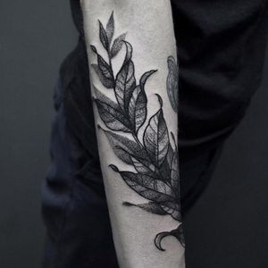Vegetal tattoo by Taras Shtanko #TarasShtanko #dotwork #nature #vegetal