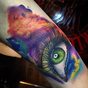 Eye Tattoo by David Giersch #eye #eyetattoo #watercolor #watercolortattoo #watercolorrealism #portraitrealism #colorrealism #DavidGiersch