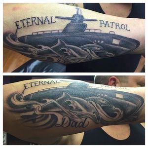 Eternal Patrol Dad is my new band's name. By Gina Sherry (via IG -- studio69tattoo) #ginasherry #submarine #submarinetattoo