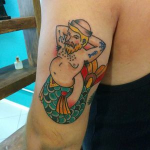 Sereio por Cuba Jones! #CubaJones #TatuadoresBrasileiros #TatuadoresdoBrasil #TattooBr #TattoodoBr #OldSchool #Tradicional #Traditional #sereio #mermaid #malemermaid