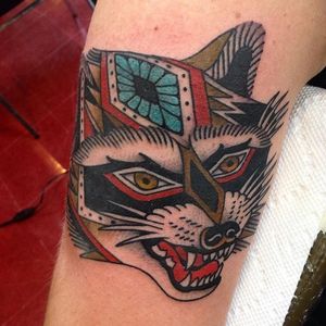 Raccoon Tattoo by Cheyenne Sawyer #raccoon #nativeamerican #nativeamaericanart #nativeamericandesign #traditional #CheyenneSawyer