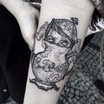 Teapot tattoo by Daniel Teixeira #DanielTeixeira #engraving #blackwork #surrealistic #teapot