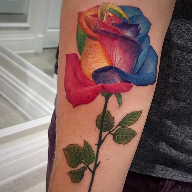 Multicolor roses  Tattoos Rose tattoos Watercolor tattoo