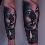 Woman and candle piece by James Artink. #woman #candle #flame #realism #blackandgrey #JamesArtink