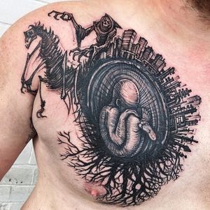 The circle of life and death in this intense black piece Tattoo by Bernd Muss #BerndMuss #watercolor #freestyle #illustration #lifeanddeath