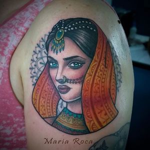 Girl Tattoo by Maria Roca #GirlTattoos #LadyTattoo #GirlHead #LadyHead #WomanTattoo #MariaRoca