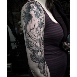 Blackwork tattoo by Nomi Chi. #NomiChi #blackwork #haunting #macabre #illustration #mermaid #btattooing #blckwrk