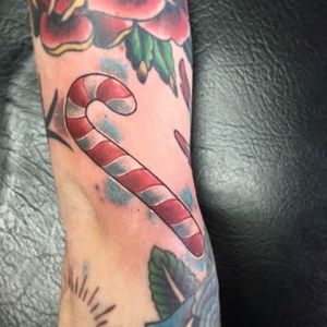 Candy cane tattoo by @trbgeorge. #christmas #candycane #cane #trbgeorge