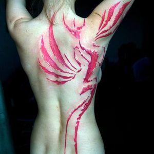 Red ink tattoo by Grisha Maslov #redinktattoo #GrishaMaslov #abstracttattoo
