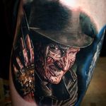 Freddy Krueger tattoo by Tater Tatts. #realism #colorrealism #portrait #FreddyKrueger #NightmareOnElmStreet #TaterTatts
