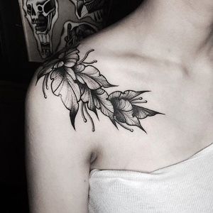 Blackwork botanical tattoo by Sunghee Hwang. #SungheeHwang #Sou #SouTattooer #blackwork #botanical
