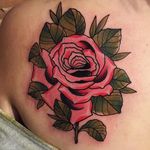 Cool pink neo-traditional rose tattoo by Chloe Aspey #ChloeAspey #rose #flower #neotrad