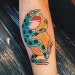 Frog tattoo by Liam Alvy #liamalvy #neotraditional #oldschool #traditional #animal #thefamilybusiness #london #frog