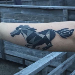 Galloping geometric horse tattoo. By Karl Marks. #geometric #abstract #KarlMarks #animal #horse