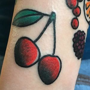 Cherry tattoo by Adri O. #cherry #fruit #sweet #traditional #adrio