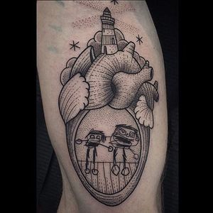 Child's Heart Tattoo by Susanne König #heart #anatomicalheart #dotwork #illustrative #SusanneKonig