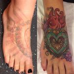 Cover up tattoo by Abbie Williams. #AbbieWilliams #neotraditional #heart #coverup