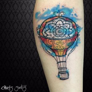 Começando com o mestre das cores, Chris Santos! #chrisSantos #balão #baloon #liberdade #free #voar #TatuadoresDoBrasil #colorido #colorful #aquarela #watercolor