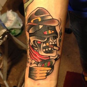 Traditional color bandit tattoo, by Harley Martinez #HarleyMartinez  #badittattoo #traditional #bandit