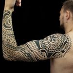 Polynesian sleeve. #DmitryBabakhin #Polynesian #polynesiantattoo #sleeve #blackwork #black #negativespace #symmetrical