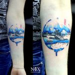 Zen landscape tattoo by Matty Nox #MattyNox #watercolor #landscape