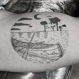 #AnnyTattoo #AnnySousa #tatuadorasdobrasil #barco #boat #arvores #trees #praia #beach #lua #moon