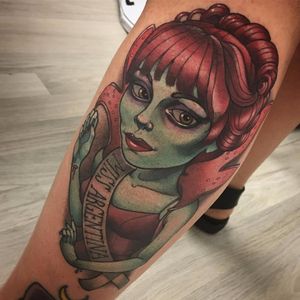 "If I knew then, what I know now, I wouldn't have had my 'little accident'" by Jess Brown #JessBrown #color #newtraditional #missargentina #beetlejuice #movietattoo #movie #portrait #80s #tattoooftheday