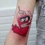 LOVIN' BENDER!! Thug life, the naughty robot we all know and love from FUTURAMA. #GennaroVarriale #coloredtattoo #pasteltattoo #bender #futurama