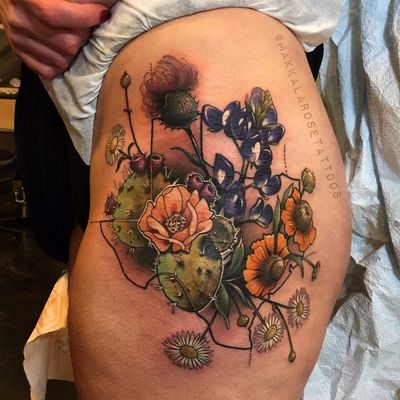 orange cactus flower tattoo
