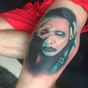Marilyn Manson tattoo by Electric Linda. #MarilynManson #paleemperor #music #band #goth #alternative #metal #dark #portrait #colorrealism # ElectricLinda