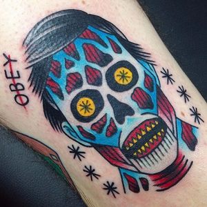 Traditional They Live tattoo by Dan Gagne. #traditional #TheyLive #alien #obey #DanGagne