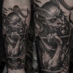 Demon by Rob Borbas (via IG-grindesign_tattoo) #illustrative #horror #blackandgrey #robborbas #Grindesign