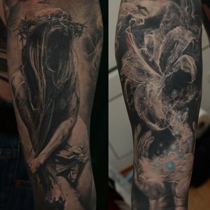 Duas tatuagens maravilhosas feitas por Dmitriy Samohin! #realismo #pretoecinza #blackandgrey #DmitriySamohin #antebraço #forearm #brasil #portugues