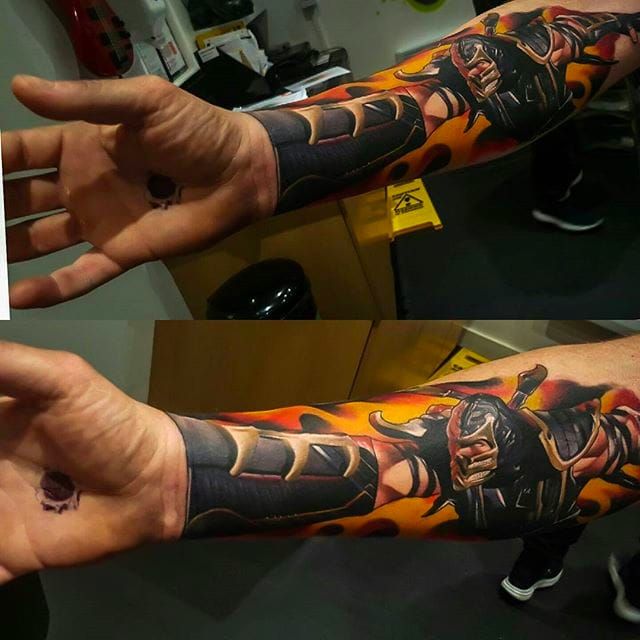 Tattoo uploaded by Andy Kedavra  Scorpion from Mortal Kombat  game  scorpion color fight tattoo newyork tattoos colors ink inked  tattooArtist art  Tattoodo