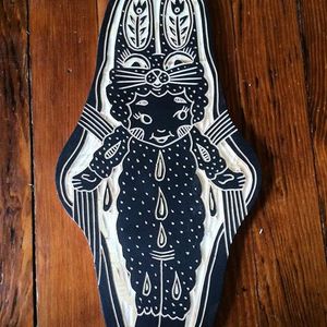 Kewpie Rabbit via instagram deerjerk #flashartinspired #art #artshare #woodcarving #relief #kewpiedoll #rabbit #deerjerk