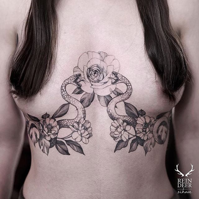 LDF Tattoo  Snake and rose sternum by smashcairns  Contact the studio  for enquiries   INFOLDFTATTOOCOM  02 9550 6759  ldftattoo  ldftattoonewtown ldfnewtown sydneytattoo sydneytattooer  sydneytattooartist smashcairnstattoo 