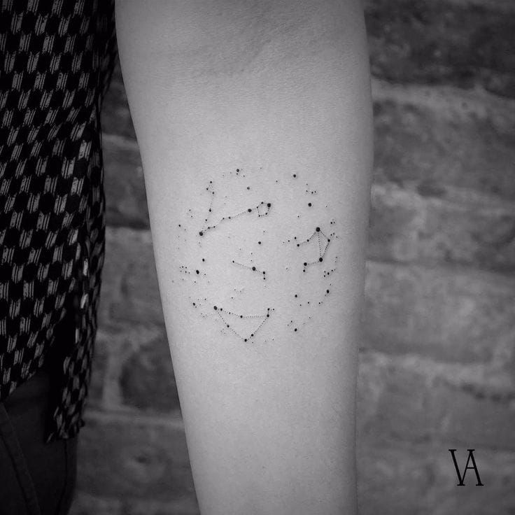Minimalist Orion constellation tattoo on the inner