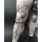 Jellyfish Tattoo by Sam Rulz #IllustrativeTattoos #Illustrative #Etching #Illustration #Blackwork #SamRulz #jellyfish