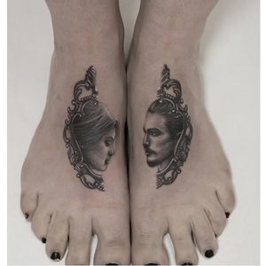 Romantic tattoo by Emma Bundonis #EmmaBundonis #blackandgrey #realistic