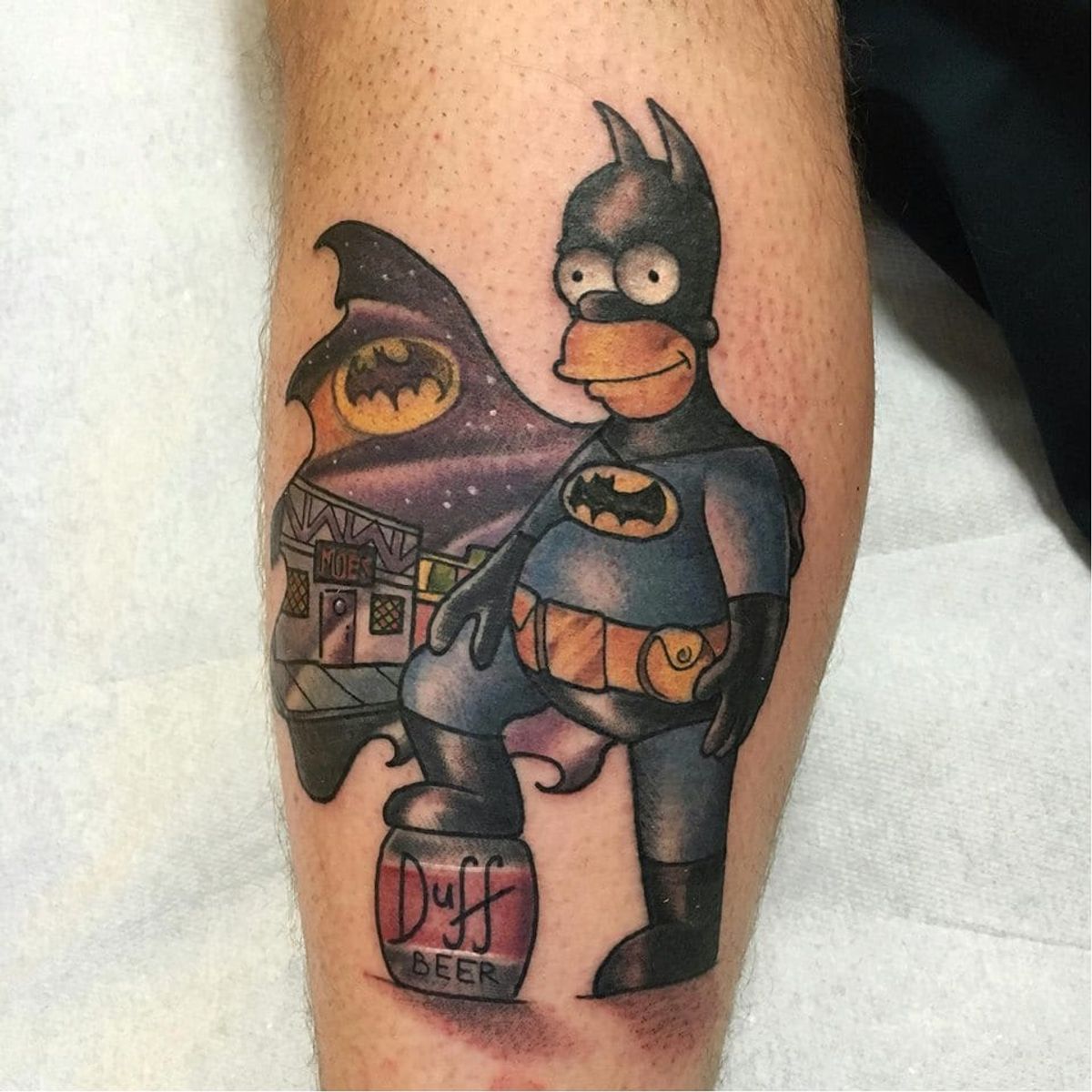 Tattoo uploaded by JenTheRipper • Cool Batman Homer tattoo by Michela  Bottin #MichelaBottin #geek #Batman #Simpsons #homersimpson • Tattoodo