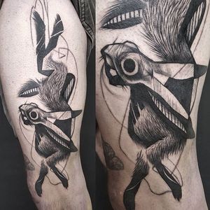 Hare Tattoo by Marine Perez #AbstractTattoo #GraphicTattoos #MordernTattoos #CreativeTattoos #UniqueTattoos #Marineperez #haretattoo