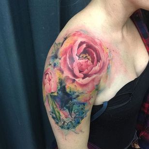 Rose de Samantha Ford (a través de IG-samantha_ford_tattooers) #watercolor #flower #flora #painterlystyle #flowers #samford #samanthaford
