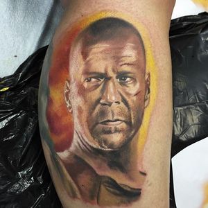 Bruce Willis Tattoo by Chad Jacob #BruceWillis #Portrait #ColorPortrait #PortraitTattoos #ColorRealism #ChadJacob #BruceWillis