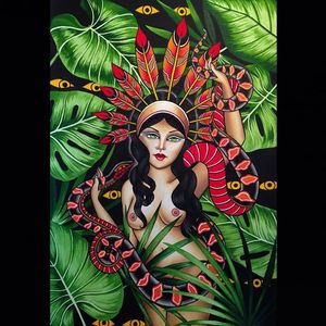 Amazonian Woman by Jaclyn Rehe (via IG-jaclynrehe) #americantraditional #amazonianwoman #native #flash #flashart #flashfriday #color #JaclynRehe #ChapelTattoo