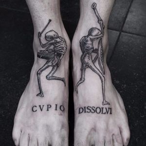 Foot tattoos by MxM #dansemacabre #MxM #skeleton #danceofdeath