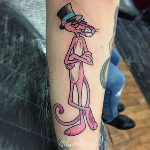 Pink Panther tattoo by @lumbard on Instagram. #pinkpanther #retro #cartoon #film