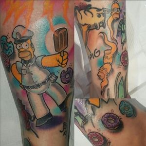 Part of an in progress Simpsons sleeve. (Via IG - justinhodsontattoos) #thesimpsons