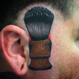 Traditional Shaving Tattoo by Myles Vear #TraditionalTattoo #TraditionalArtist #TraditionalTattoos #NeoTraditional #BoldWillHold #MylesVear